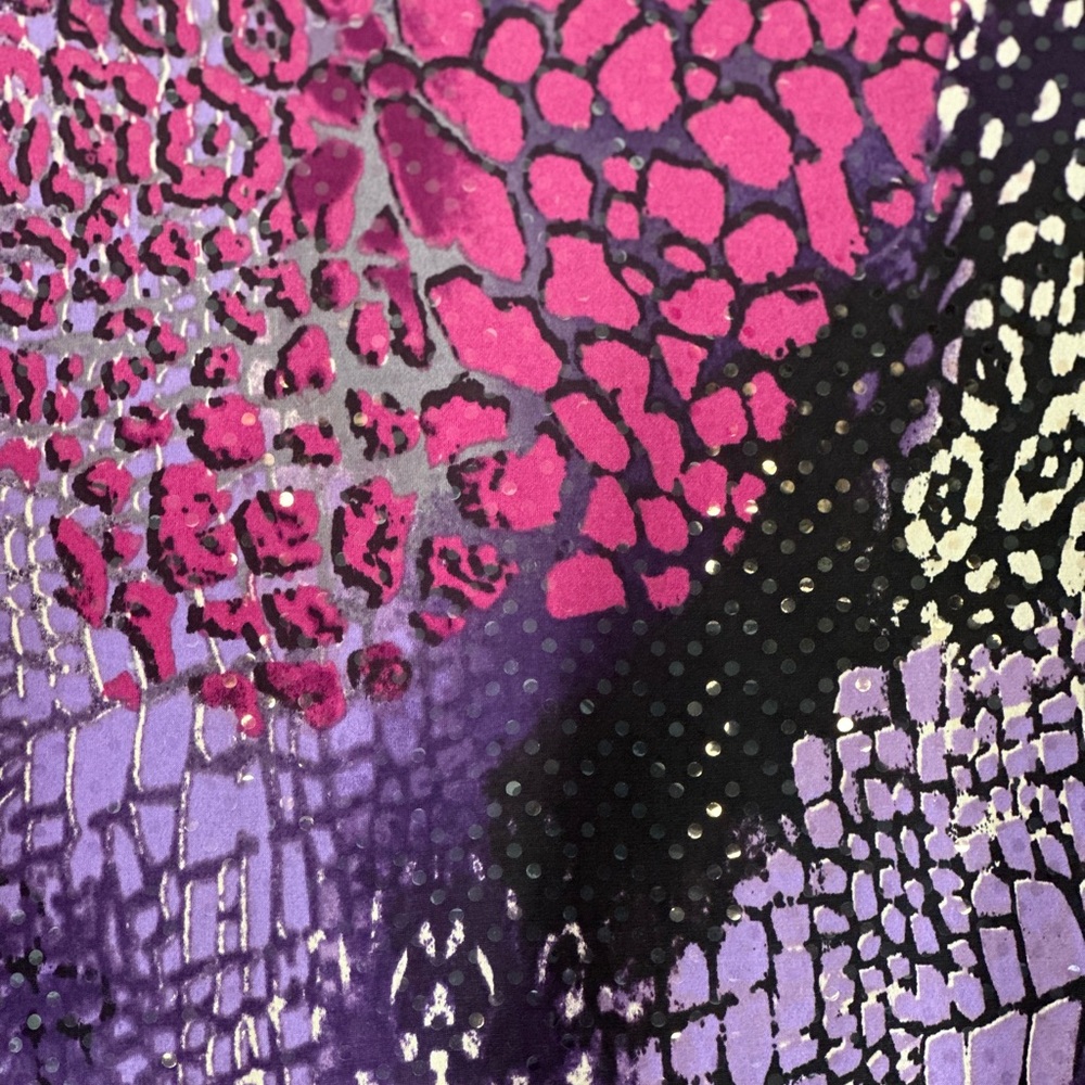 💜 MSK Beaded Jacket 2X Sheer Overlay Purple Pink Animal Print - Picture 7 of 11